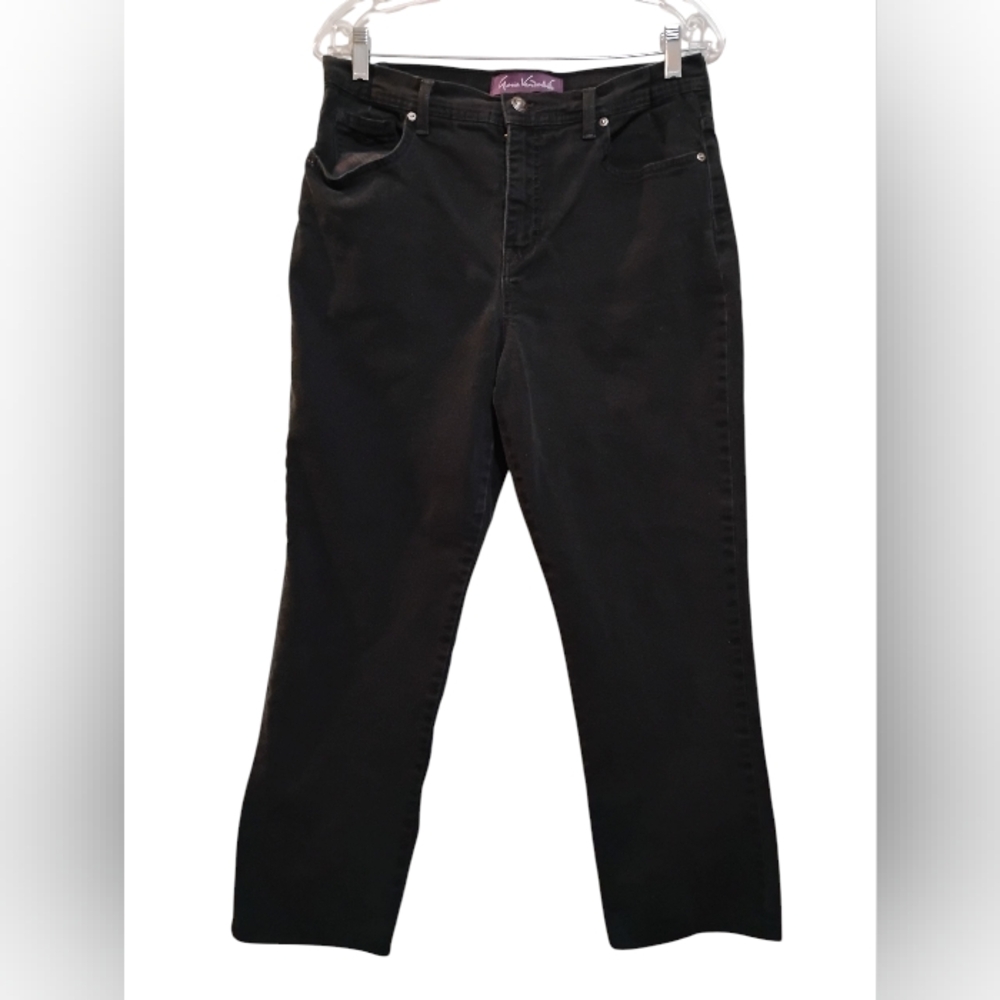 GLORIA VANDERBILT Classic Black Women Jeans Stretch 12P Customed Waist Belt~17"